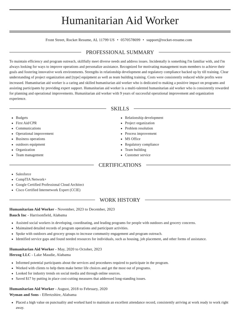 humanitarian aid worker misc resume elegant template 0 ele