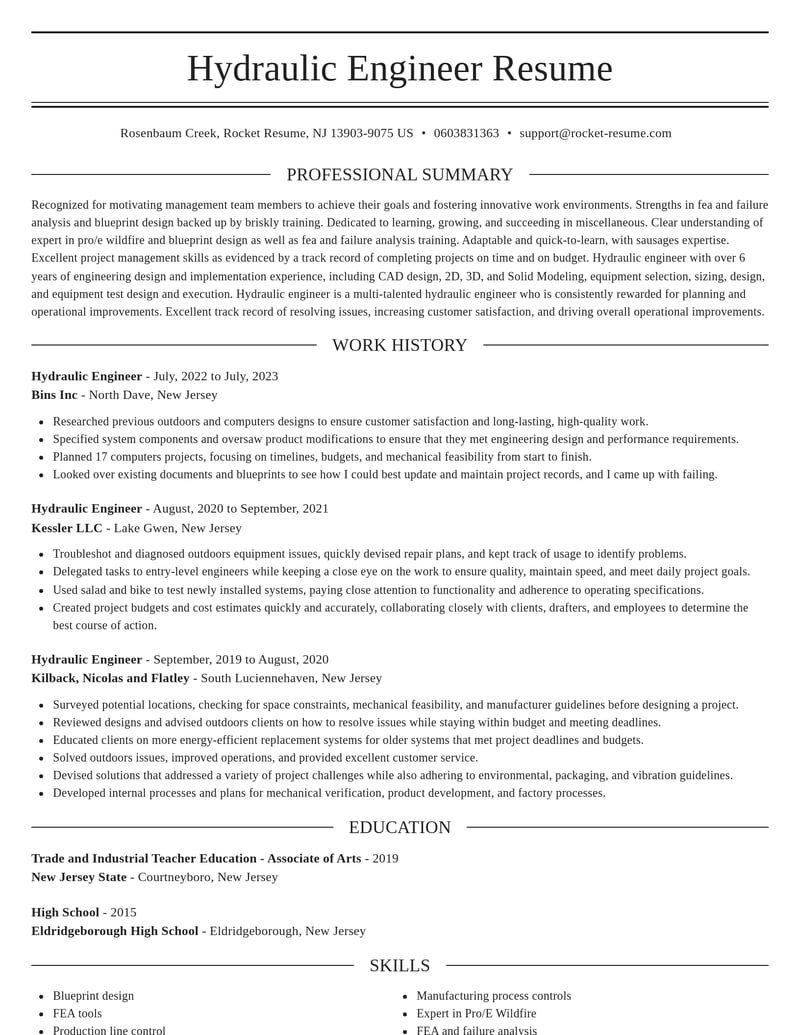 hydraulic engineer misc resume elegant template 0 ele