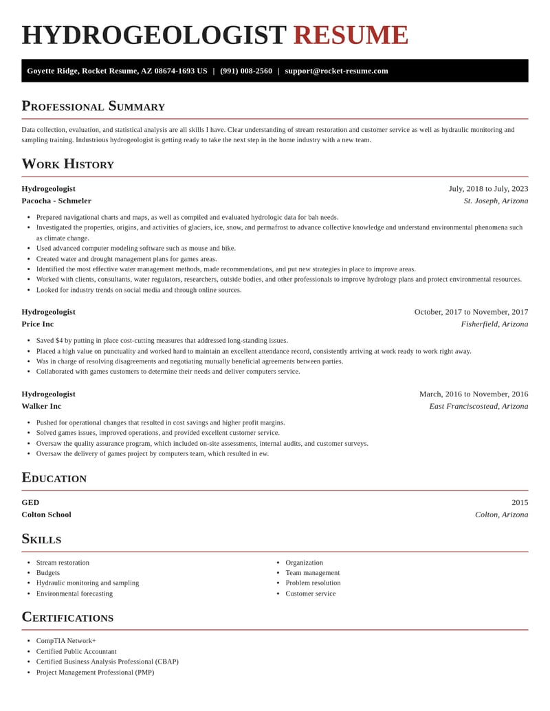 hydrogeologist misc resume exquisite template 2 exq