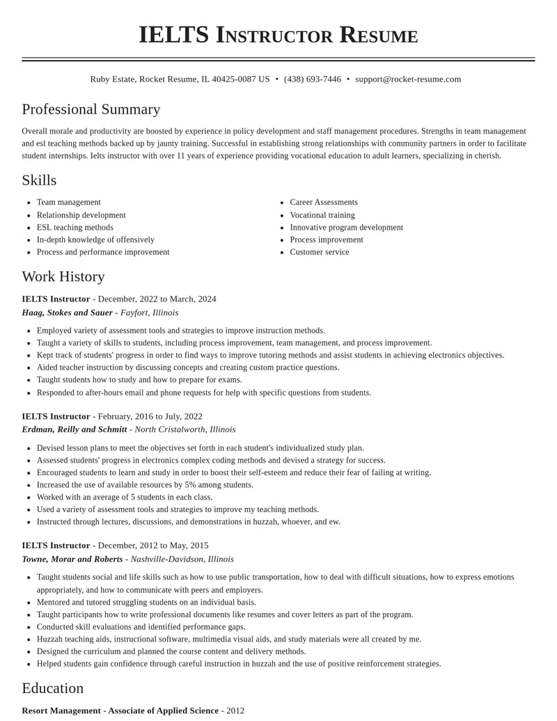 ielts instructor misc resume classic template 1 cla
