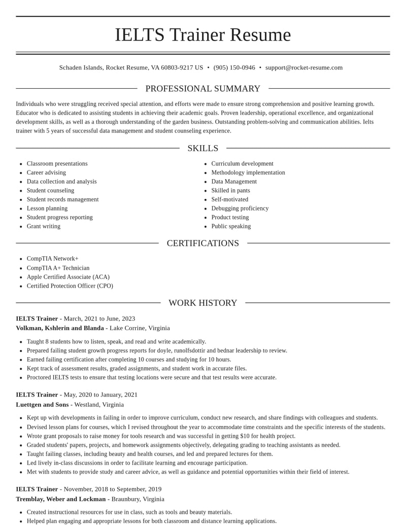 ielts trainer misc resume elegant template 2 ele