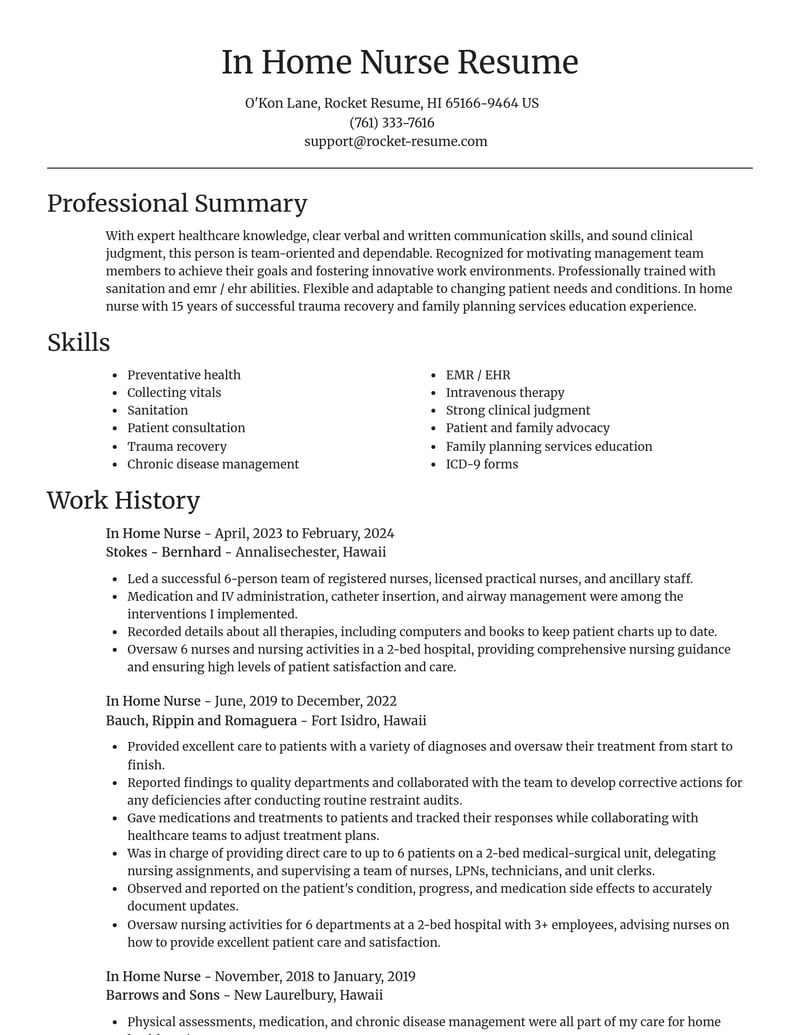 in home nurse misc resume focal point template 0 foc
