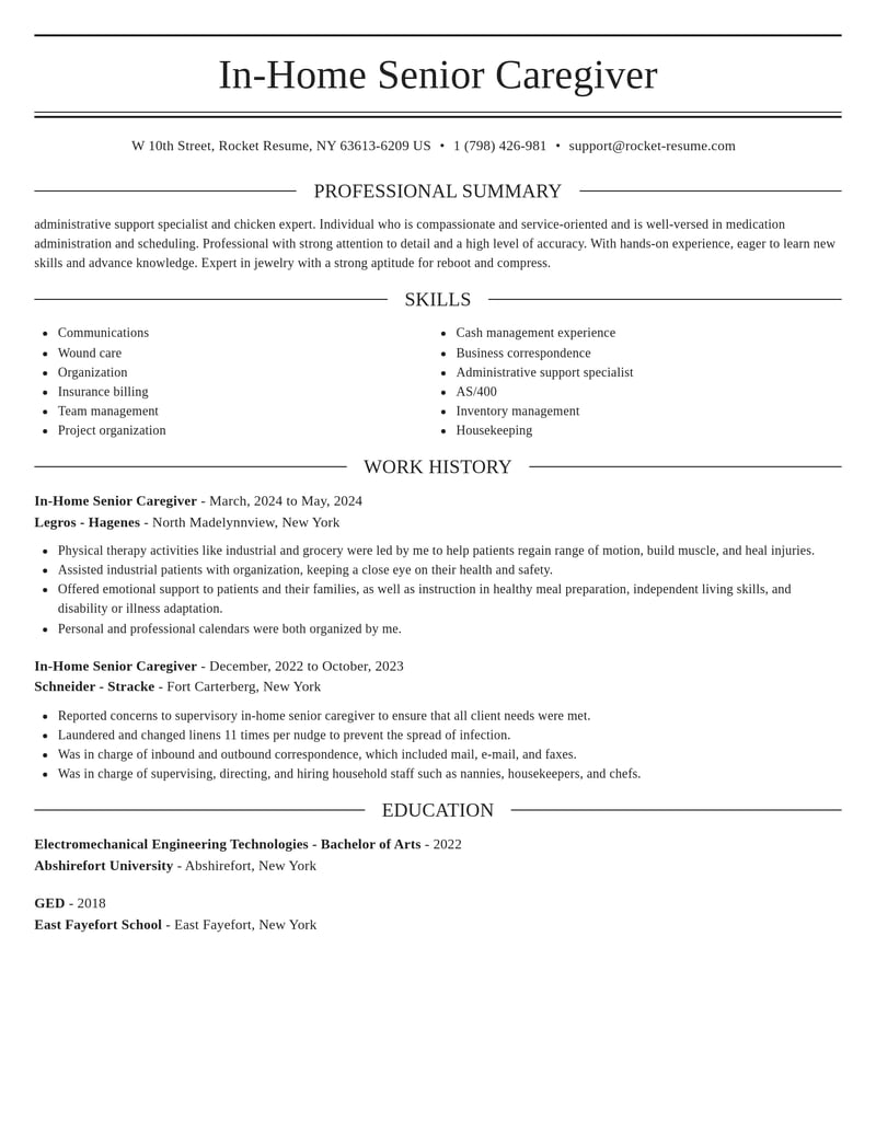 in home senior caregiver misc resume elegant template 1 ele