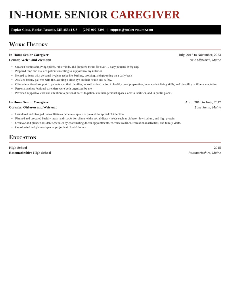 in home senior caregiver misc resume exquisite template 2 exq
