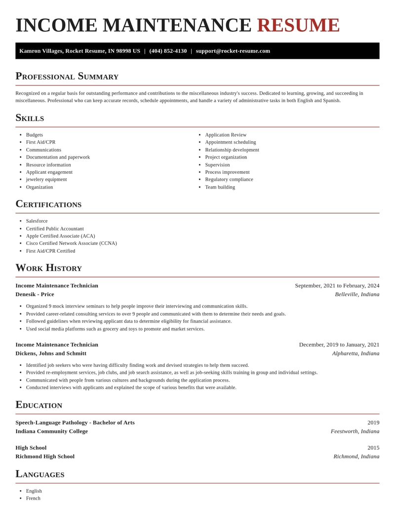 income maintenance technician misc resume exquisite template 0 exq