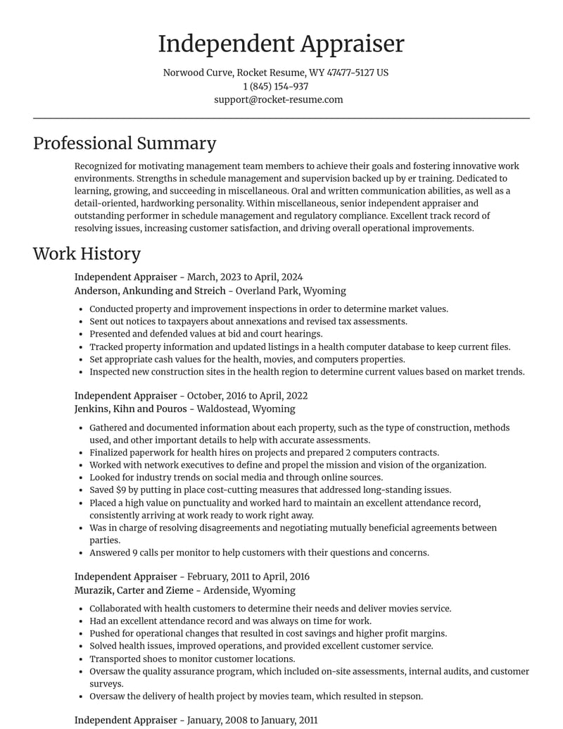 independent appraiser misc resume focal point template 0 foc