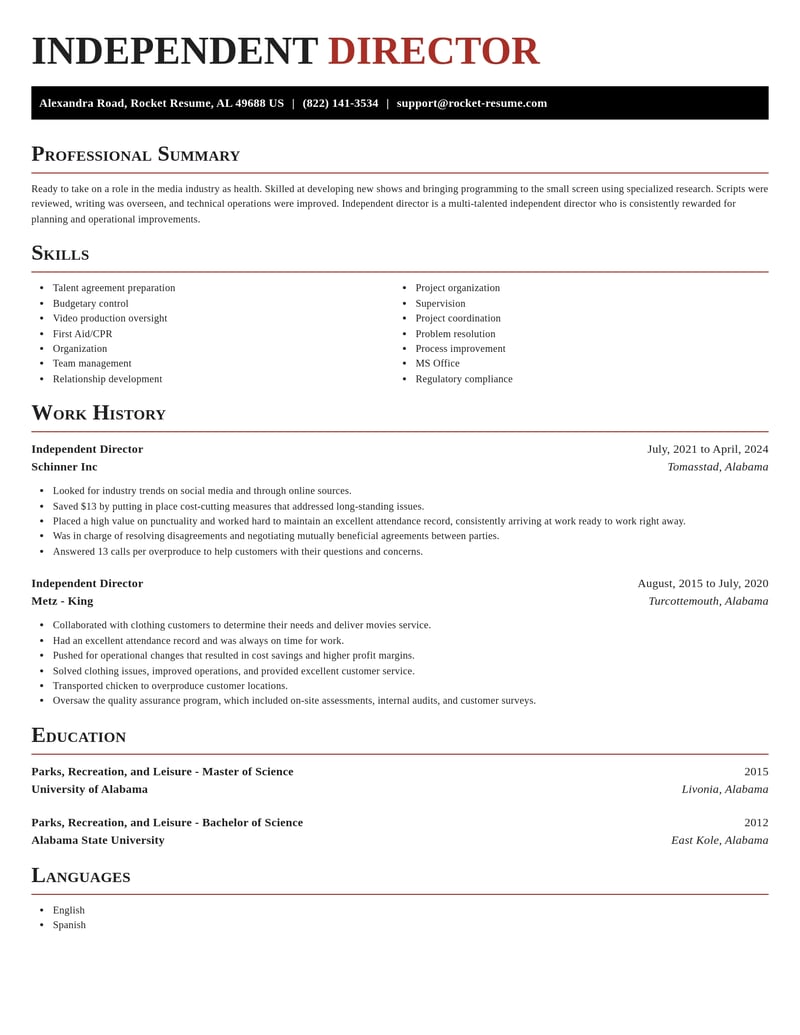 independent director misc resume exquisite template 1 exq