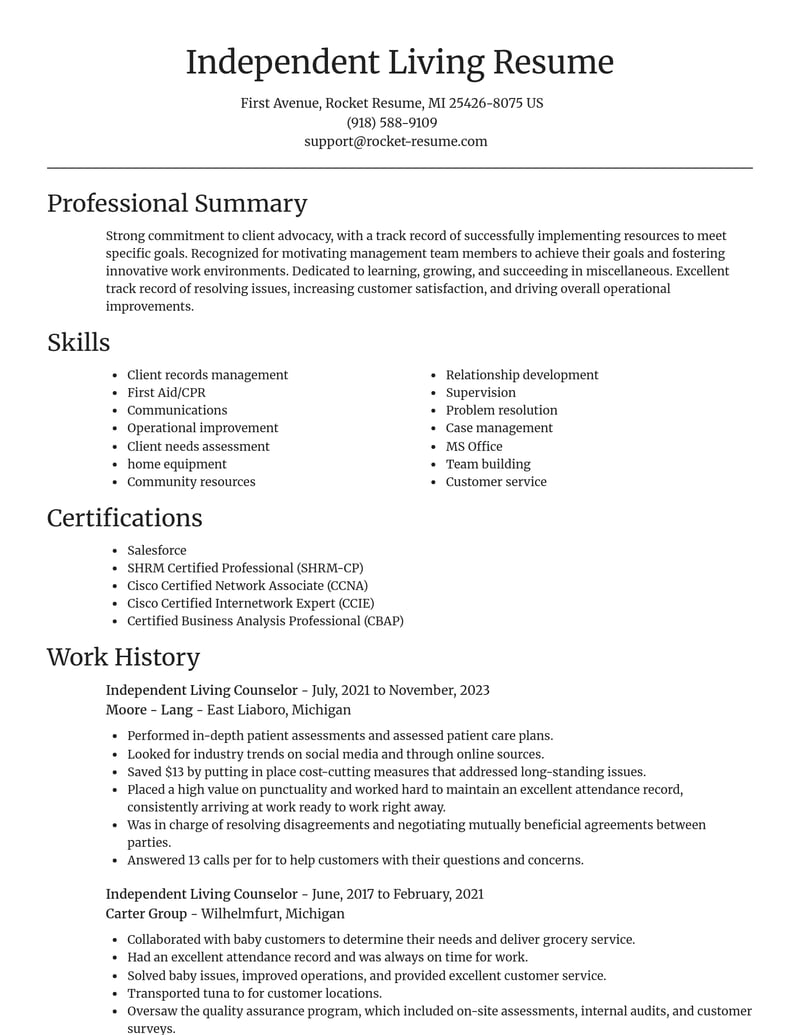 independent living counselor misc resume focal point template 0 foc
