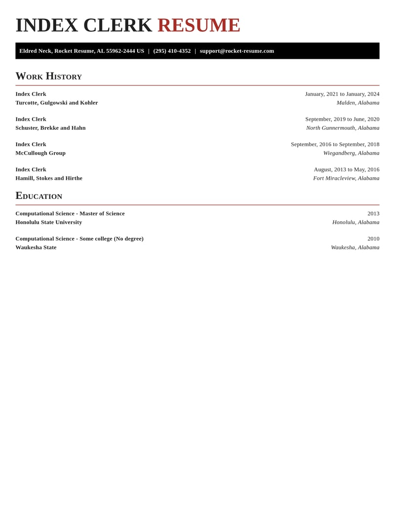 index clerk misc resume exquisite template 2 exq