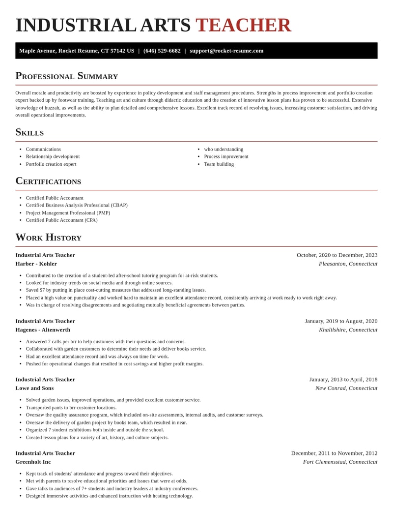 industrial arts teacher misc resume exquisite template 2 exq