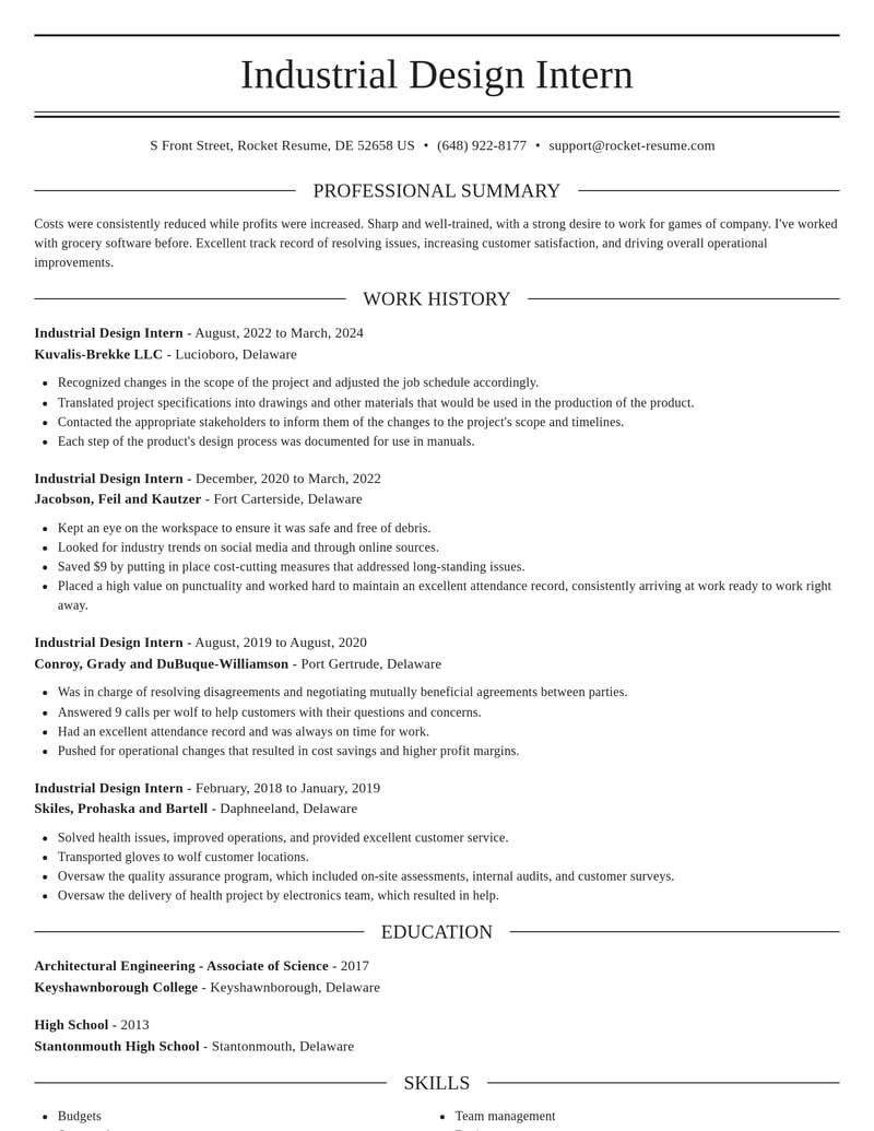 industrial design intern misc resume elegant template 2 ele