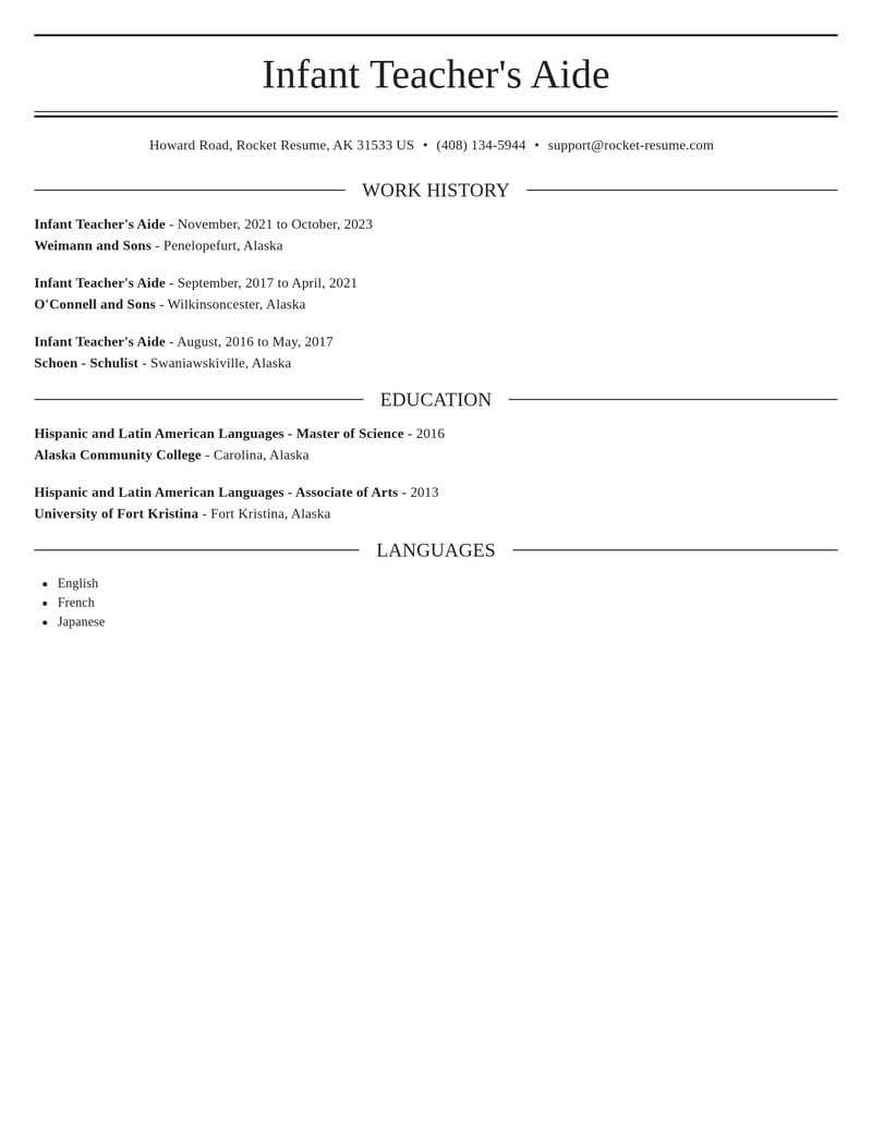 infant teachers aide misc resume elegant template 0 ele