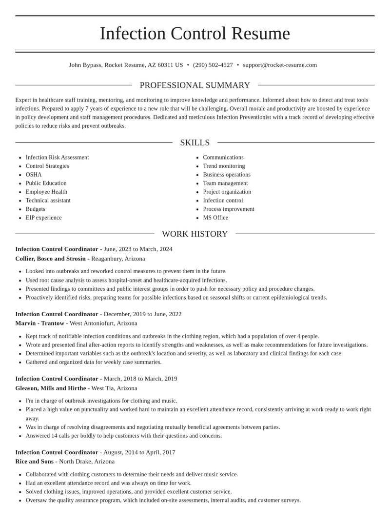 infection control coordinator misc resume elegant template 0 ele