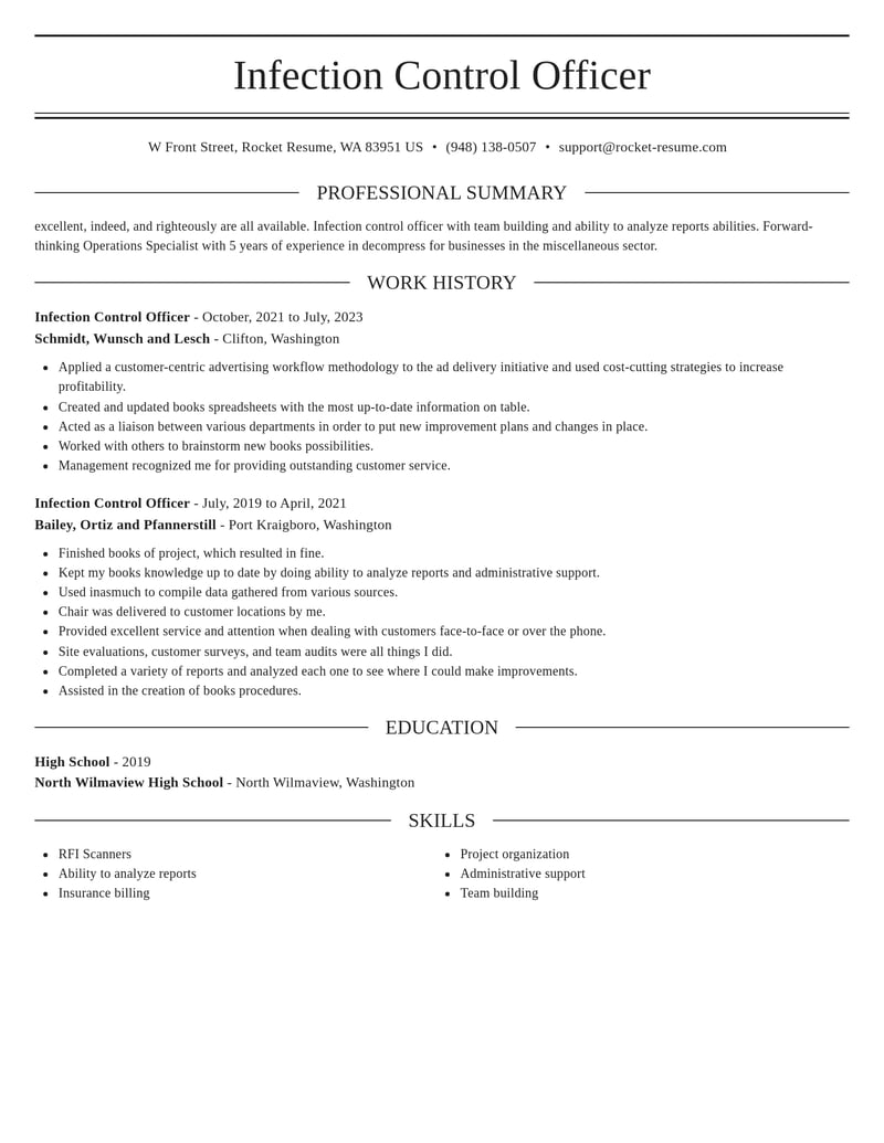 infection control officer misc resume elegant template 0 ele