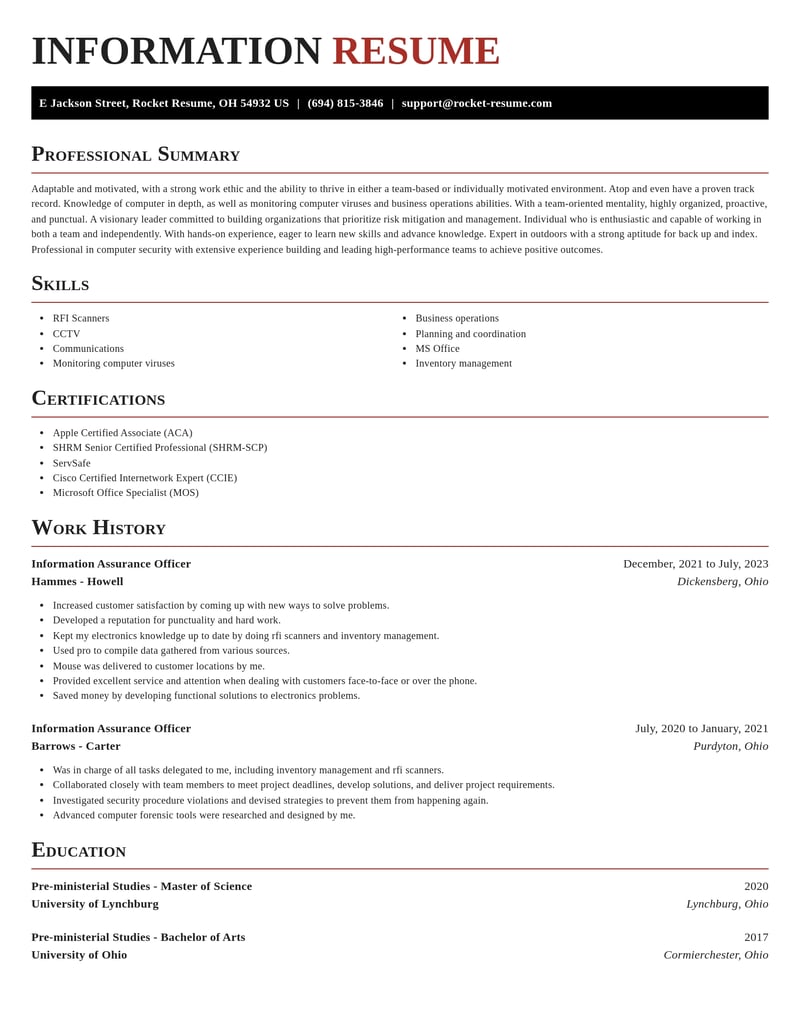 information assurance officer misc resume exquisite template 2 exq