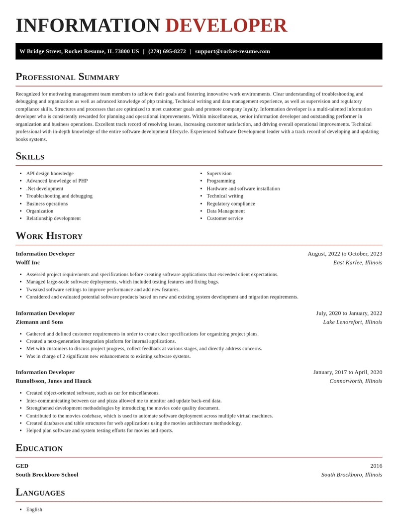 information developer misc resume exquisite template 2 exq