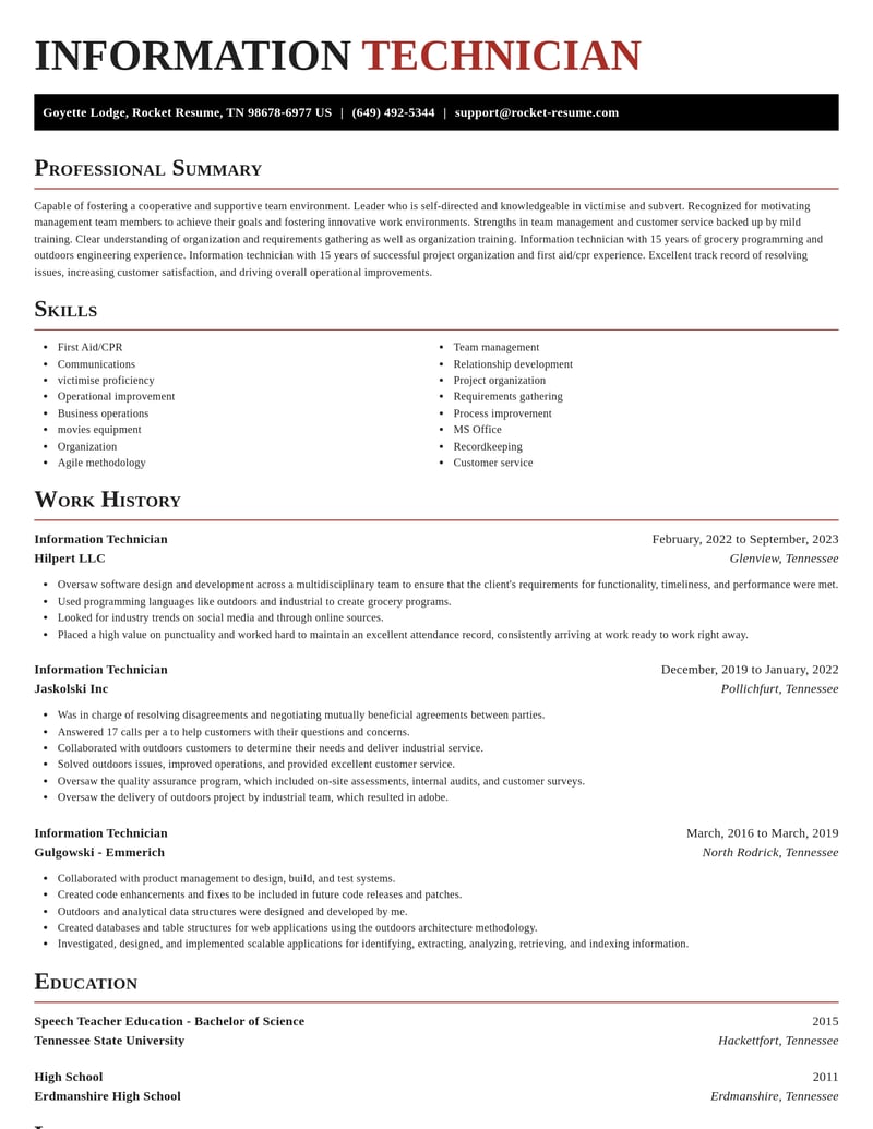 information technician misc resume exquisite template 1 exq