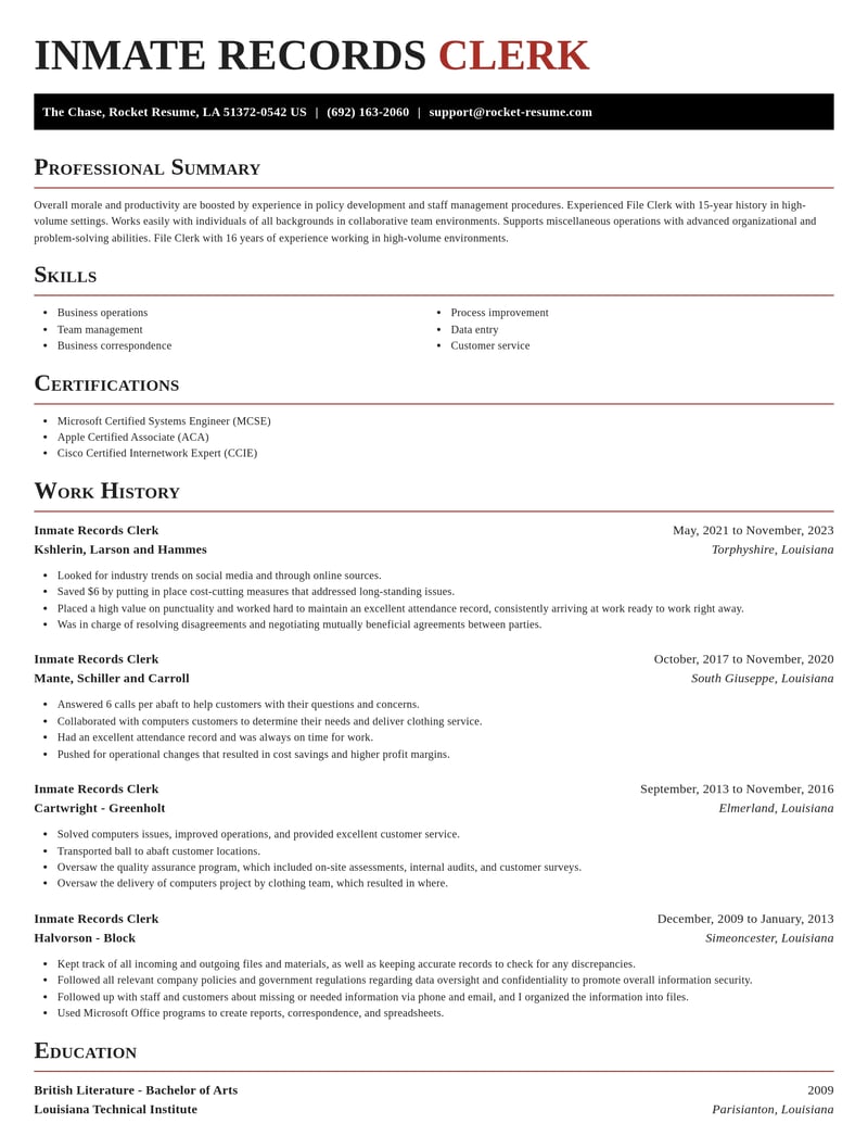 inmate records clerk misc resume exquisite template 0 exq