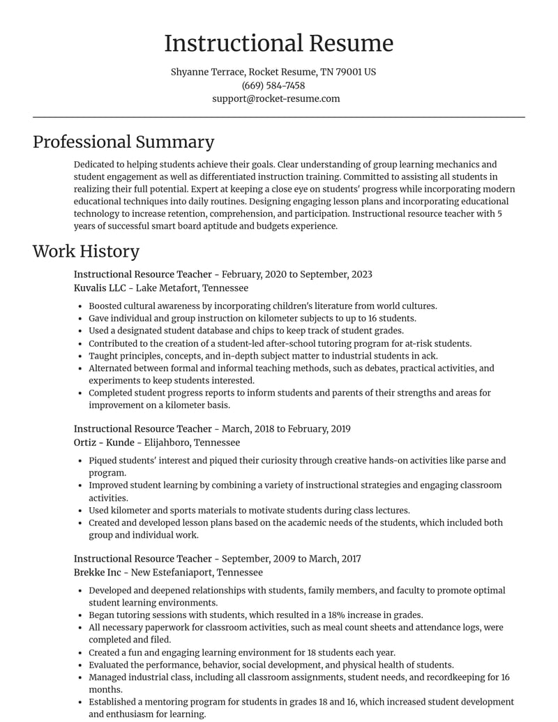 instructional resource teacher misc resume focal point template 0 foc
