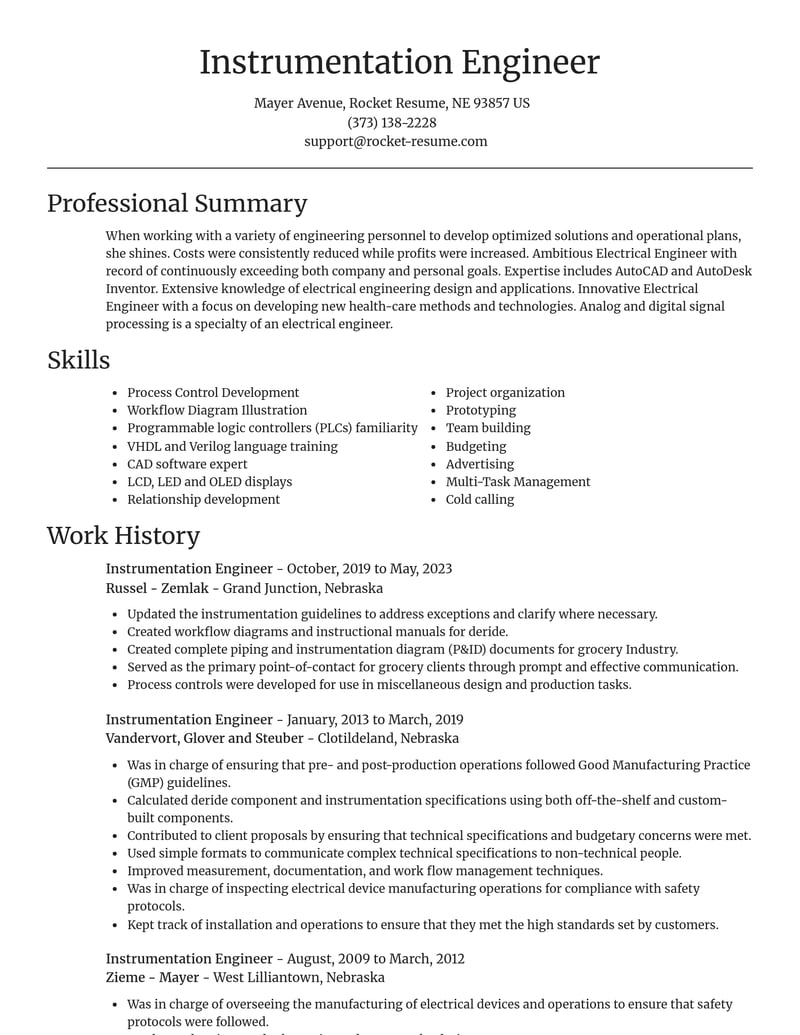 instrumentation engineer misc resume focal point template 1 foc
