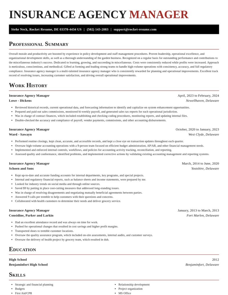 insurance agency manager misc resume exquisite template 1 exq