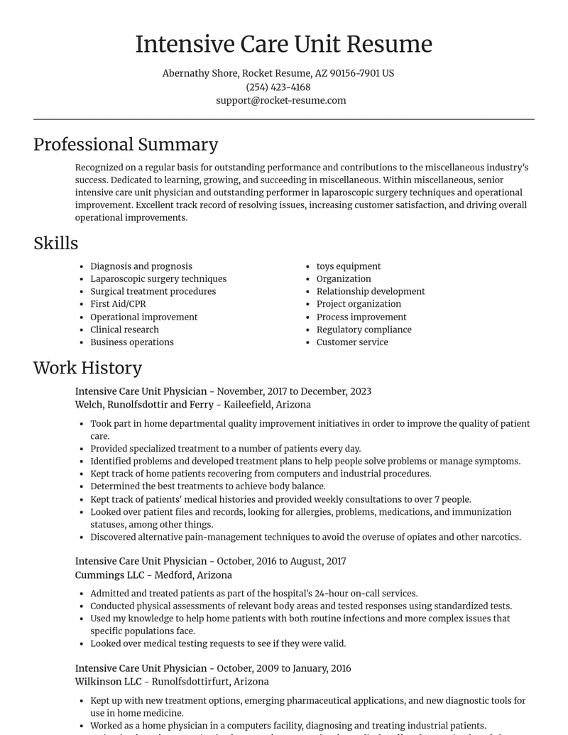 intensive care unit physician misc resume focal point template 2 foc
