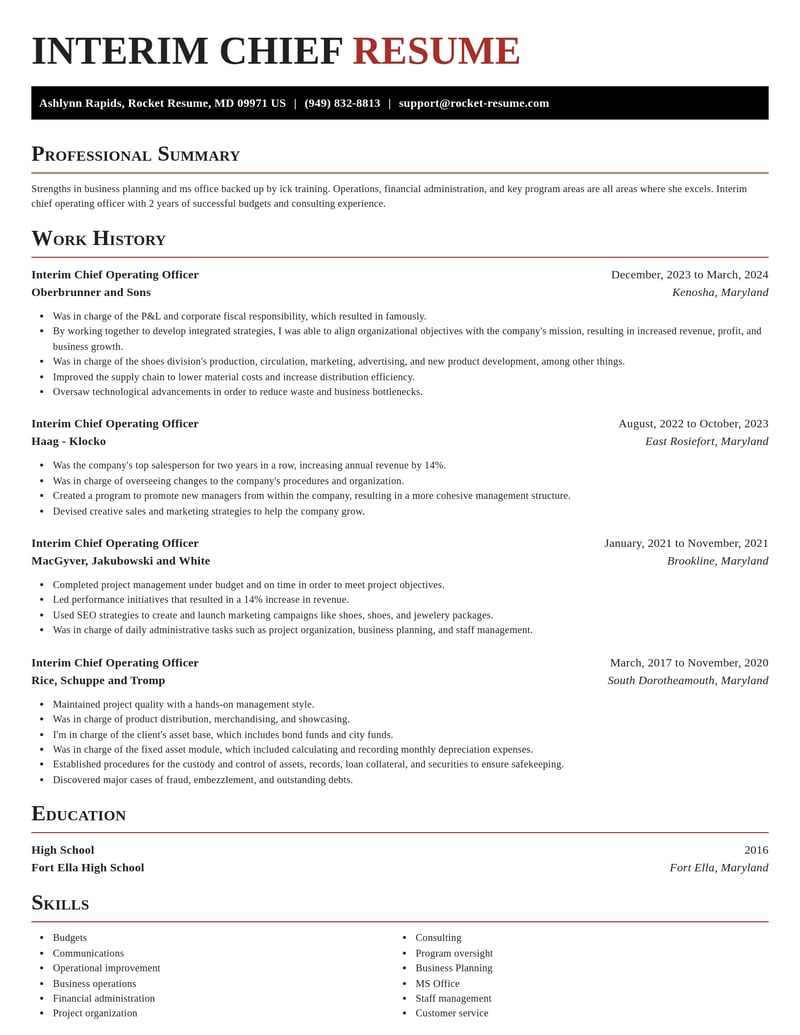 interim chief operating officer misc resume exquisite template 0 exq