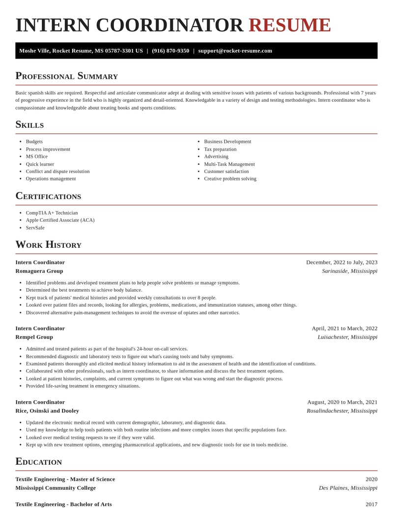 intern coordinator misc resume exquisite template 0 exq