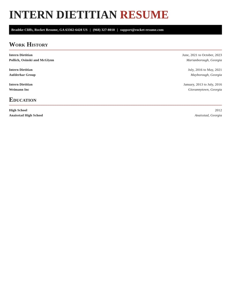 intern dietitian misc resume exquisite template 2 exq