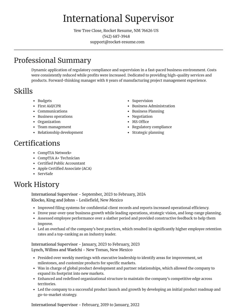 international supervisor misc resume focal point template 0 foc