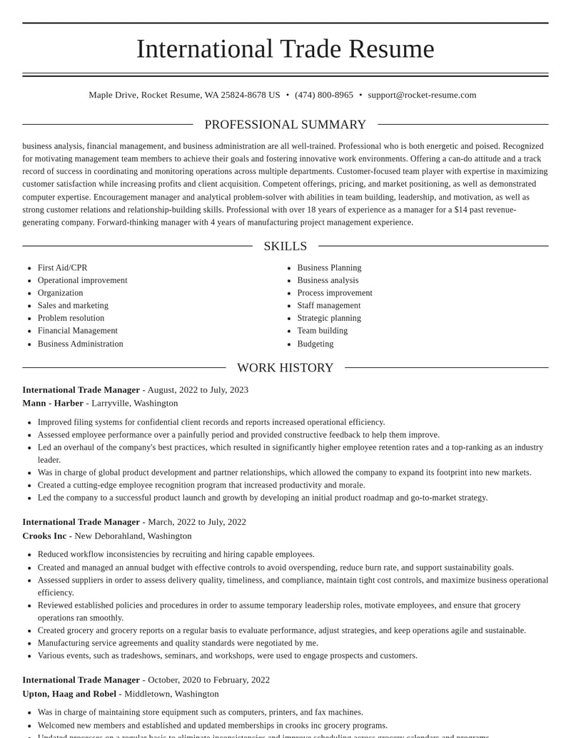 international trade manager misc resume elegant template 0 ele