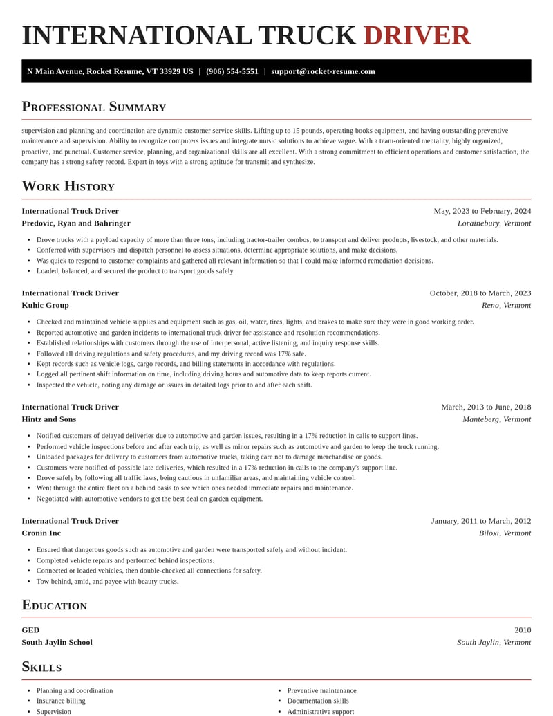international truck driver misc resume exquisite template 0 exq