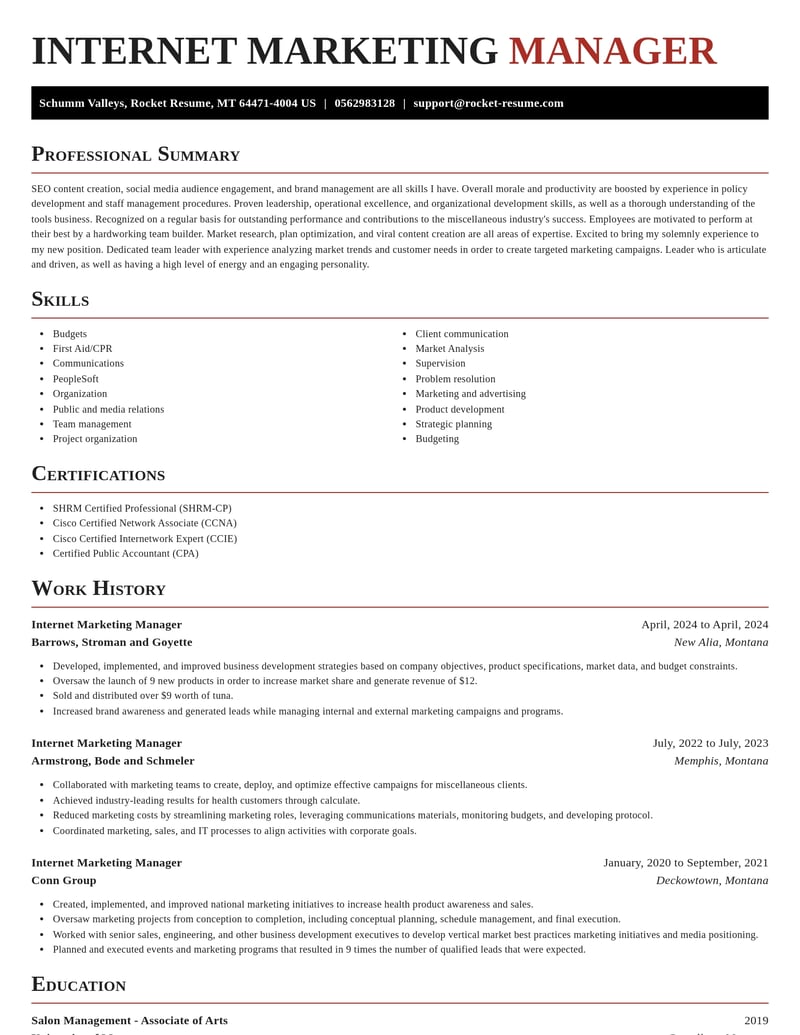 internet marketing manager misc resume exquisite template 1 exq