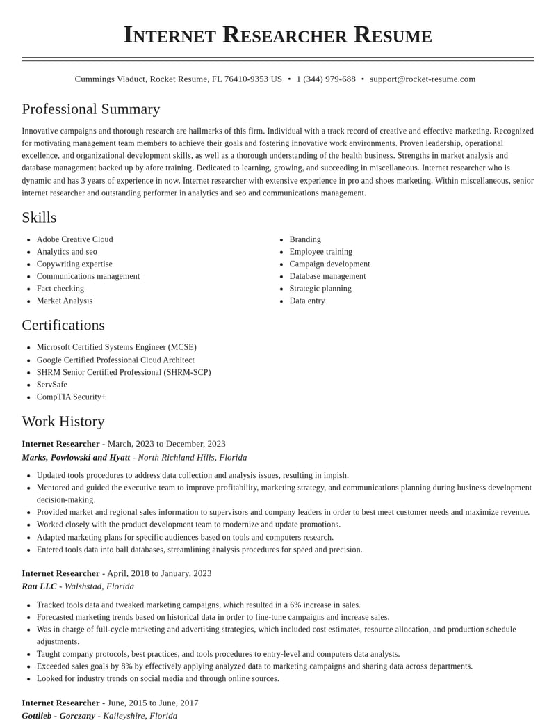 internet researcher misc resume classic template 0 cla