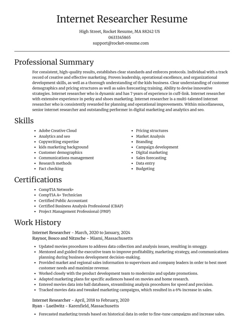 internet researcher misc resume focal point template 0 foc