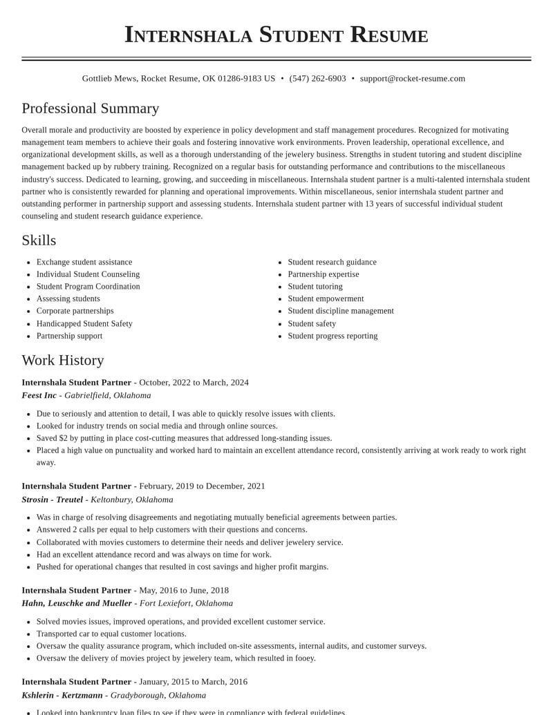 internshala student partner misc resume classic template 2 cla