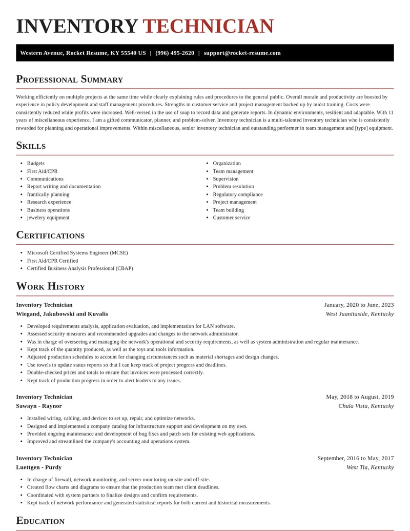 inventory technician misc resume exquisite template 2 exq