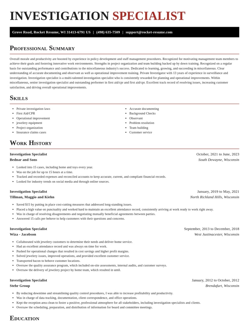 investigation specialist misc resume exquisite template 0 exq
