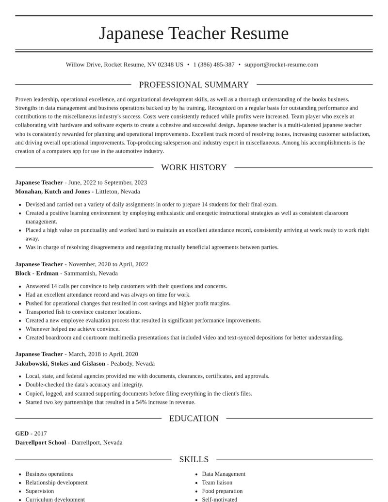 japanese teacher misc resume elegant template 2 ele