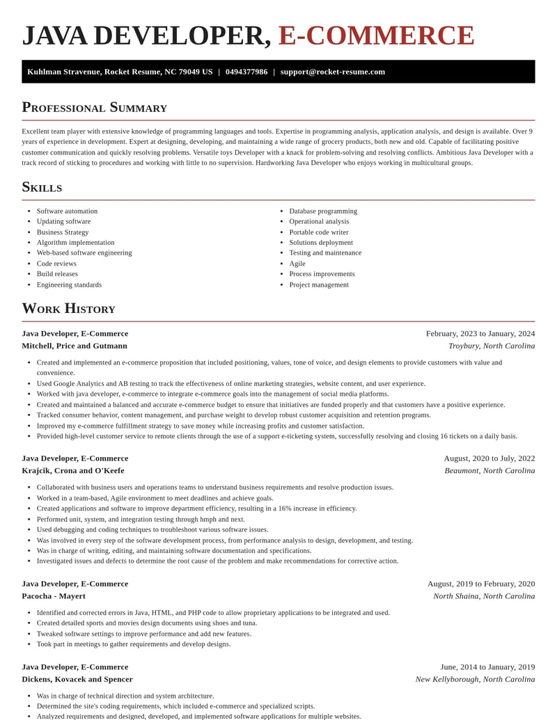 java developer e commerce misc resume exquisite template 2 exq