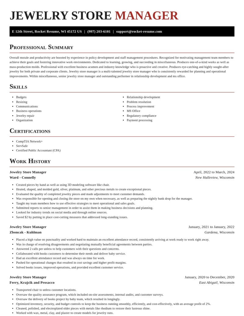 jewelry store manager misc resume exquisite template 2 exq