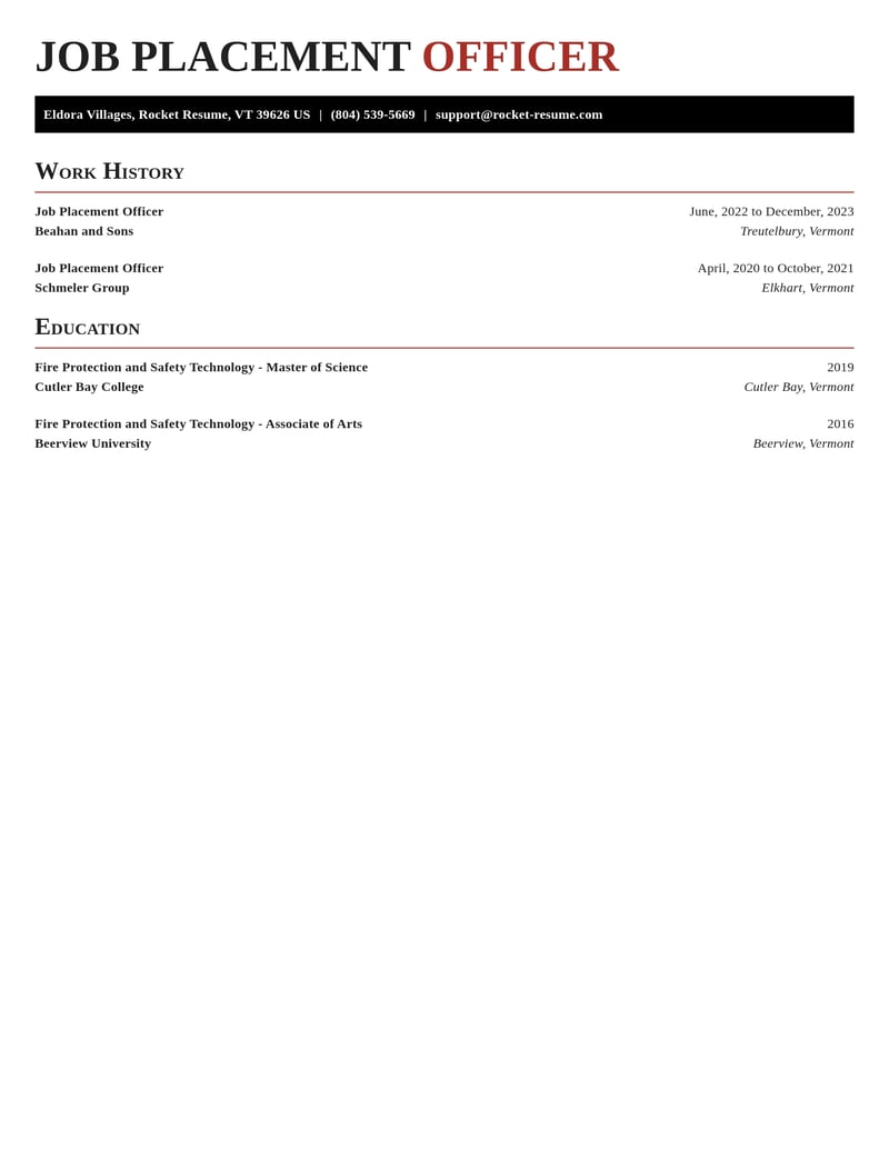 job placement officer misc resume exquisite template 0 exq