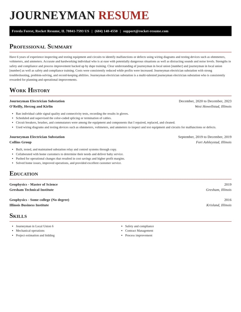 journeyman electrician substation misc resume exquisite template 2 exq