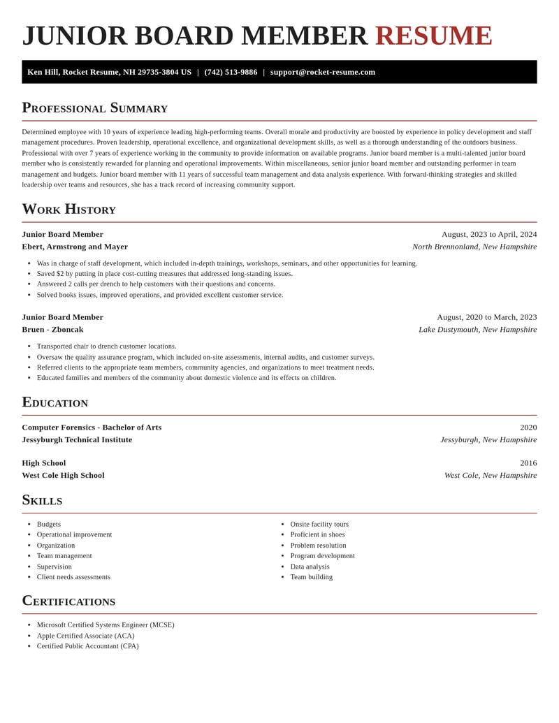 junior board member misc resume exquisite template 0 exq