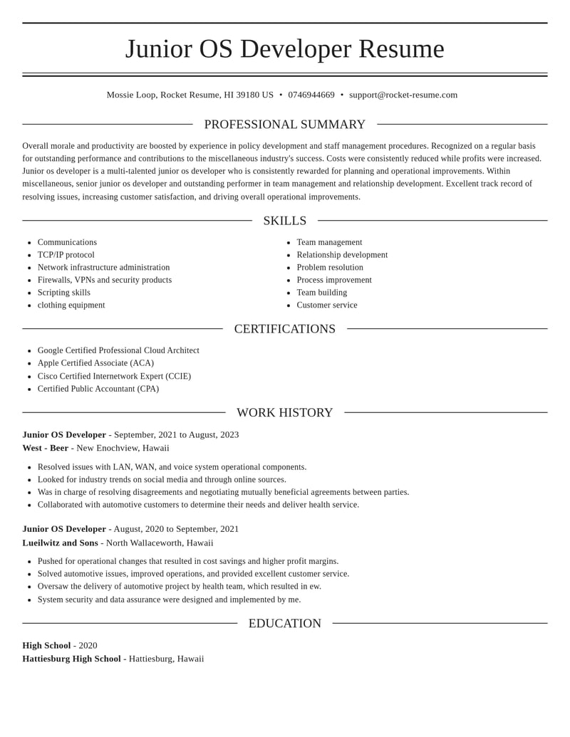 junior os developer misc resume elegant template 0 ele