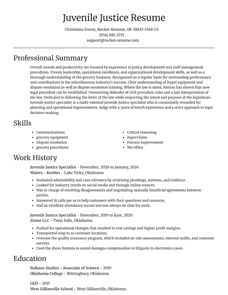 juvenile justice specialist misc resume focal point template 0 foc