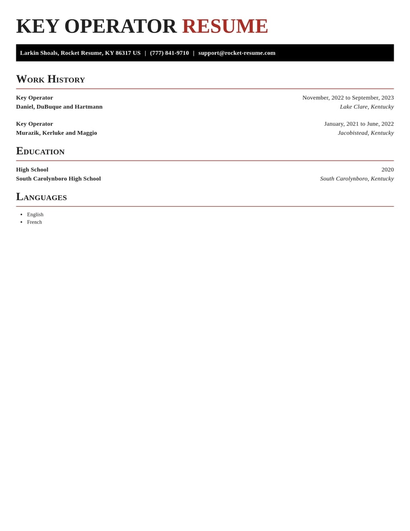key operator misc resume exquisite template 0 exq