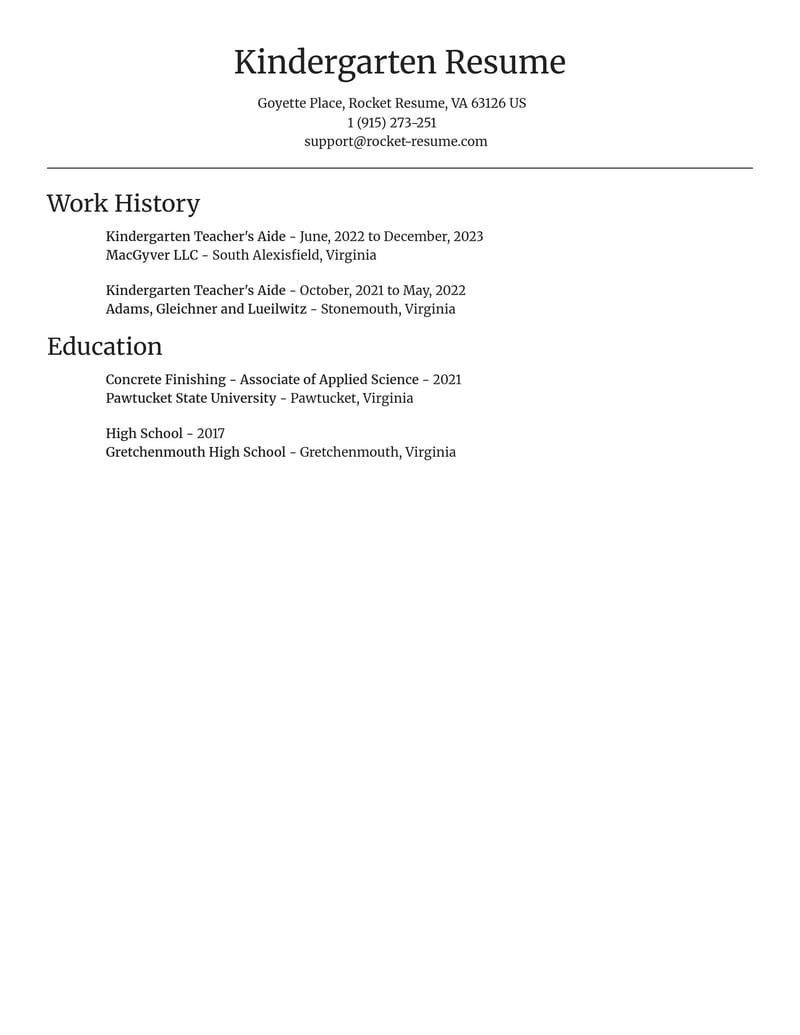 kindergarten teachers aide misc resume focal point template 1 foc