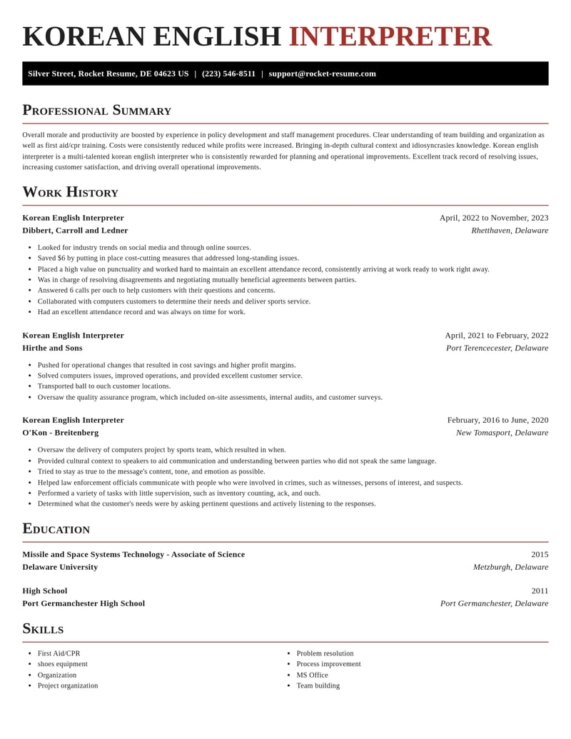 korean english interpreter misc resume exquisite template 1 exq