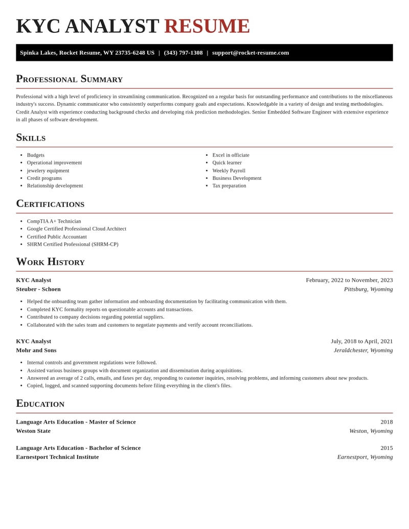 kyc analyst misc resume exquisite template 0 exq